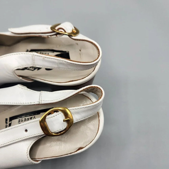 Vintage Platform Heels White Brown Italy Size 6 - Picture 4 of 13